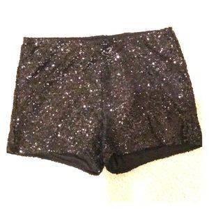 Black sequin sparkle shorts